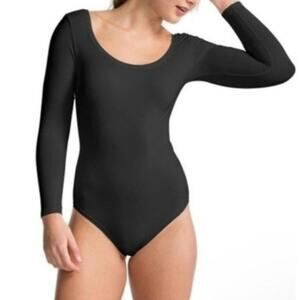 NWT Spanx Black Scoop Neck Long Sleeve Bodysuit